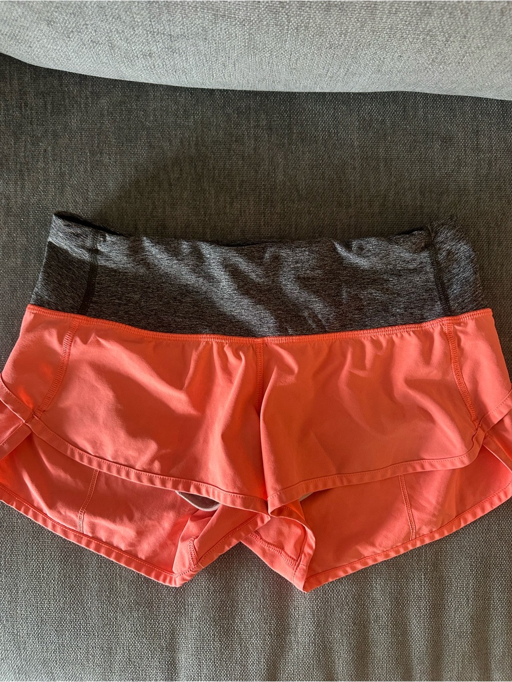 lululemon athletica Coral Athletic Shorts with Gray Waistband